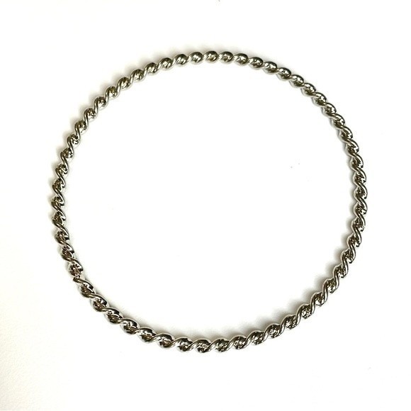 Silver Tone Minimalist Twisted Bracelet - Picture 2 of 3